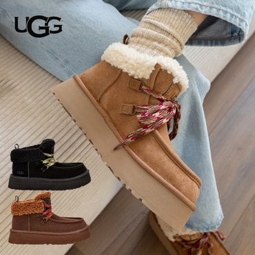 UGG 어그 펀카라 캐빈 커프 양털 부츠 여성 키높이 겨울 통굽 방한화