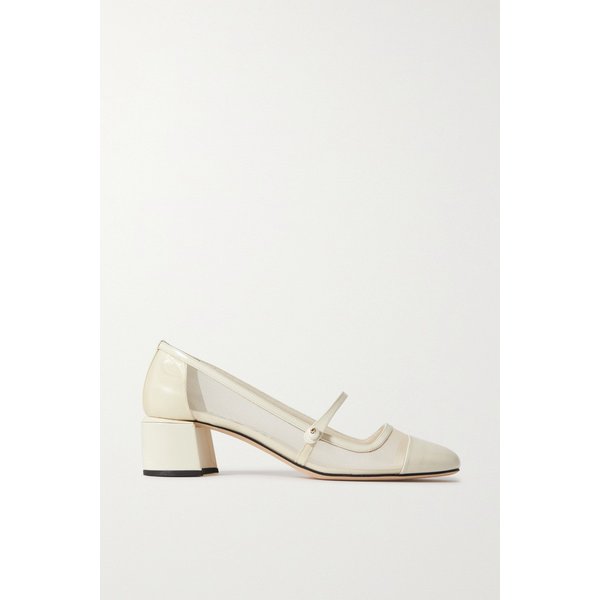 엘리사 장식 페이턴트 가죽 메시 메리 제인 펌프스 45mm 크림 1647597321375503
