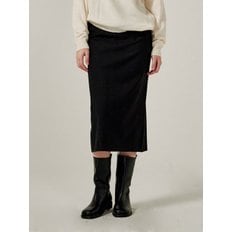 Wool stitch midi skirt (Black)