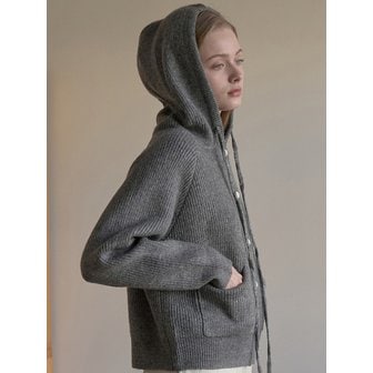JOORTI 에센셜 후드 니트 가디건 그레이 J1863