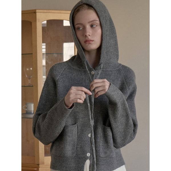 에센셜 후드 니트 가디건 그레이 J1863
