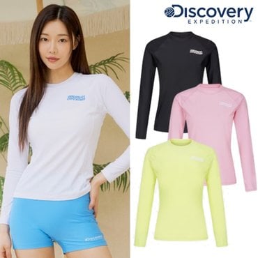 디스커버리 [24S/S] 디스커버리 DWSW62043 래쉬가드 여성 에센셜 로고 긴팔 워터 티셔츠 래쉬가드