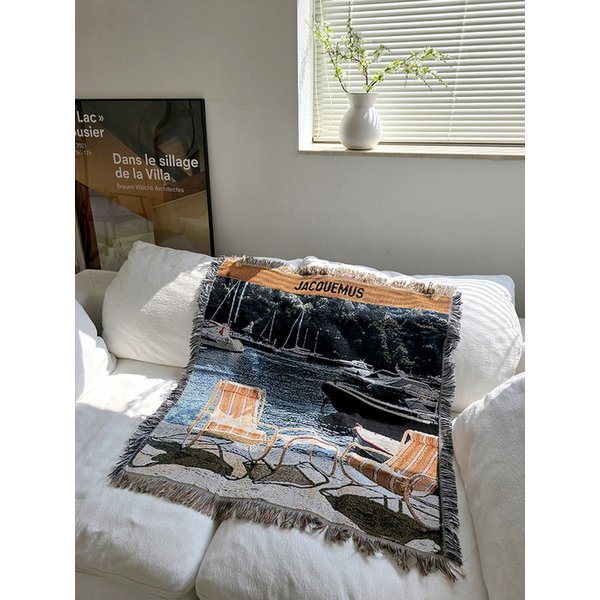 리비에라 선셋 아트 직조 블랭킷 90X90