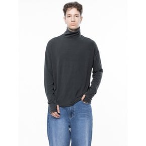 Spandex Finger-warmer Turtleneck - Charcoal /M243TP04CH