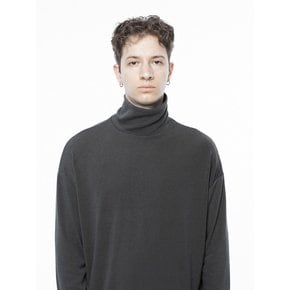 Spandex Finger-warmer Turtleneck - Charcoal /M243TP04CH