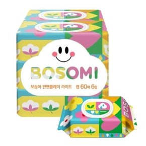 깨끗한나라 보솜이 펀앤플레이 라이트 아기물티슈 캡형 60매 6입