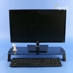 강화유리 모니터 받침대 컴팩트 블랙