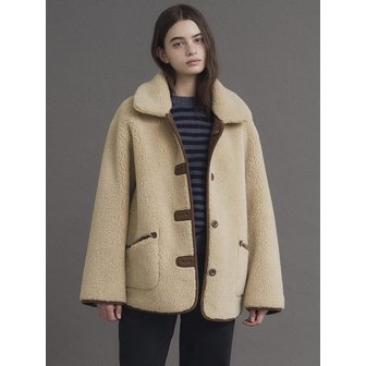 틸버 시어링 칼라 리버시블 무스탕_Brown