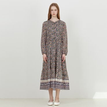 써스데이아일랜드 보더 믹스 라운드 넥 원피스 (T252MOP138W)