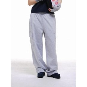 로고 와이드 카고 스웨트 팬츠 MELANGE GREY (LO8PU797-097)