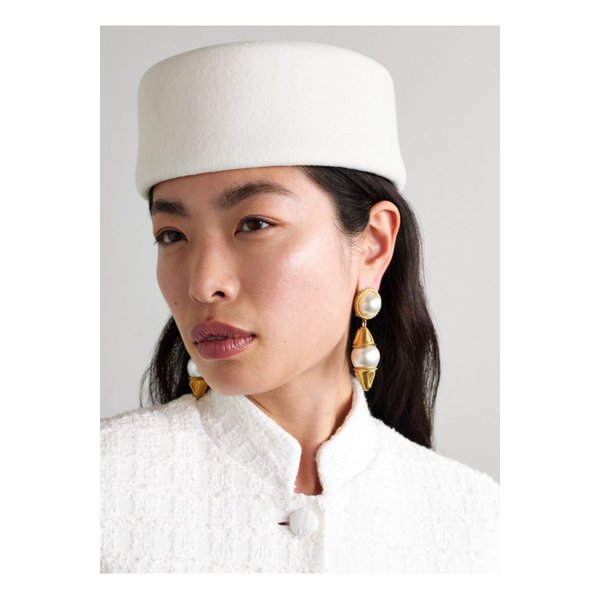 지지 버리스 로렌 울 펠트 필박스 햇 아이보리 46376663162858100