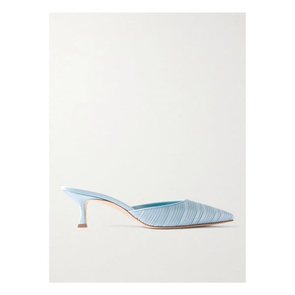 캐롤린 플리츠 새틴 뮬 50mm 라이트 블루 1647597347833002