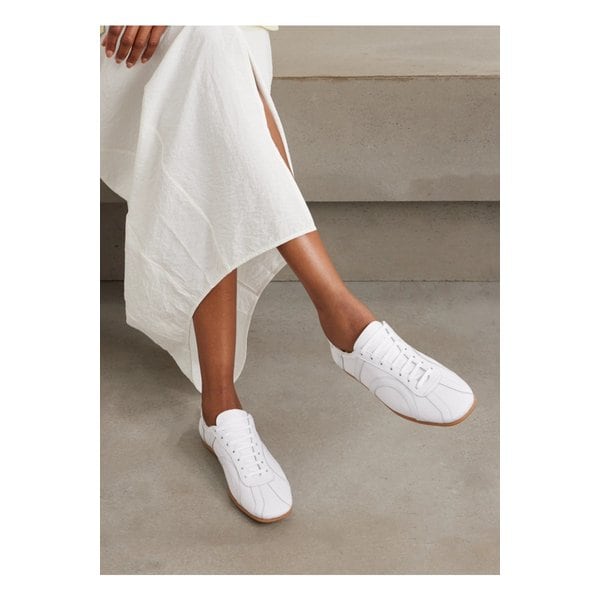 가죽 트리밍 코튼 캔버스 스니커즈 화이트 46376663162874094