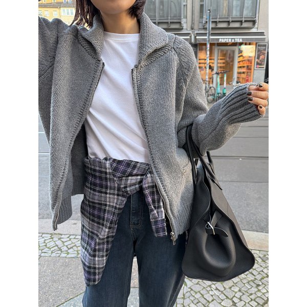 보들 코위찬 니트집업_GRAY