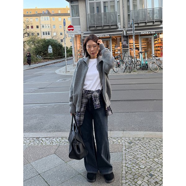 보들 코위찬 니트집업_GRAY