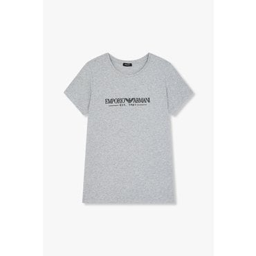 EMPORIO ARMANI 여성 엠브로이더리 로고 라운지 티셔츠 (0825134501)
