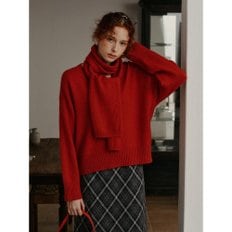 PM_Muffler v neck knit top_RED