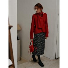 PM_Muffler v neck knit top_RED