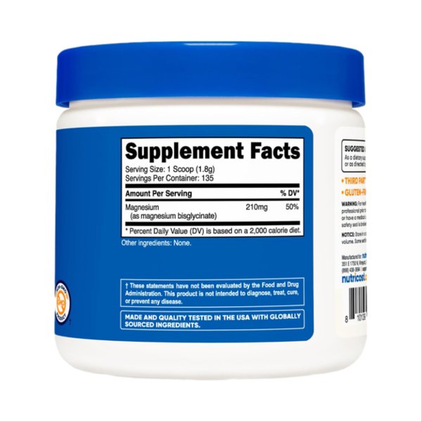 마그네슘 글리시네이트 210mg 무맛 파우더 분말 250g 1통