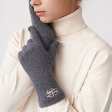리끌로우 FLUFFY LOGO GLOVE CHARCOAL