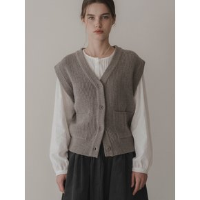 Block knit vest (warm gray)