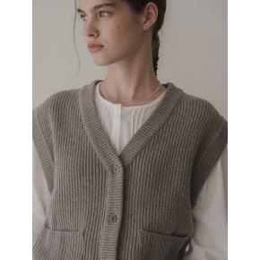 Block knit vest (warm gray)