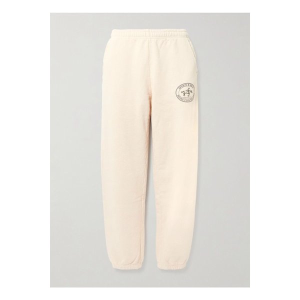 라이딩 클럽 프린트 코튼 저지 테이퍼드 스웨트팬츠 크림 1647597360122626