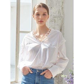 [리퍼브]planet-97 V lace neck blouse_white