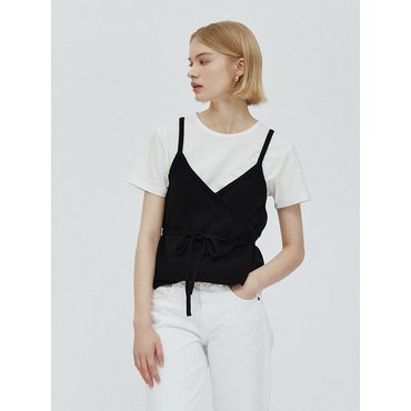 웨어리즈 Linen Cotton Knit Bustier Top_Black