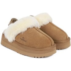 [정품] 오즈어그웨어 UGG 플랫폼 백스트랩 양털 슬리퍼 (OUW190PEB-CHESTNUT)