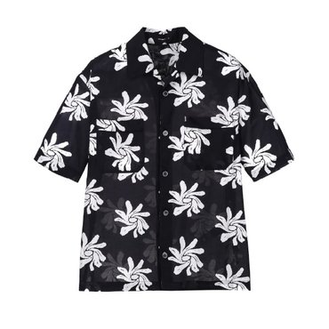 알레그리 [25SS] 블랙 《Noir Bloom》 프린트 반팔 셔츠(ARSH5B600BK)