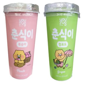 춘식이 복숭아 5개+청포도 5개 과즙컵음료 190ml