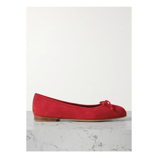 베랄리 보우 디테일 스웨이드 발레리나 플랫 레드 1647597347823086
