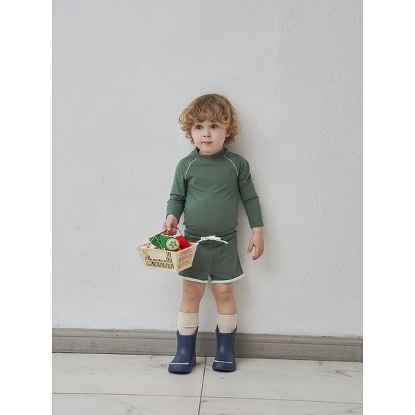 아동 스티치 래쉬가드 세트_카키