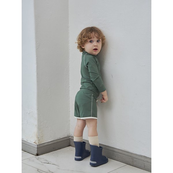 아동 스티치 래쉬가드 세트_카키