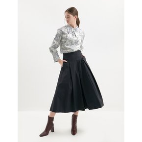 FLARE TUCK SKIRT-BLACK