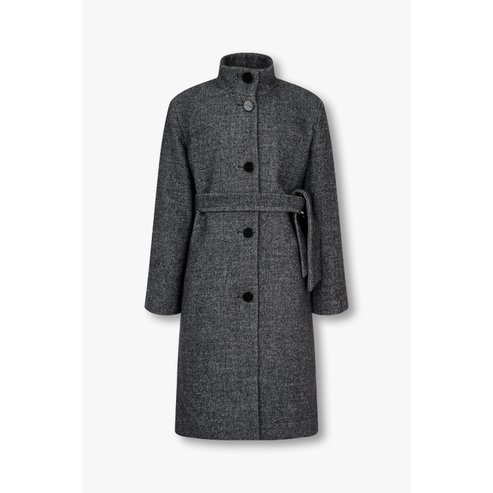 ARMANI EXCHANGE AX 여성 하이넥 사이드 슬릿 벨티드 코트-차콜 그레이(A424310514)