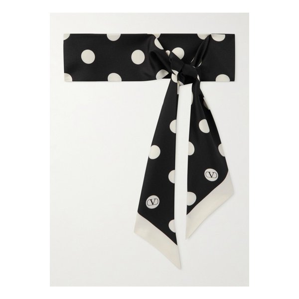 플루스드푸아 폴카 도트 실크 트윌 스카프 블랙 46376663162909914