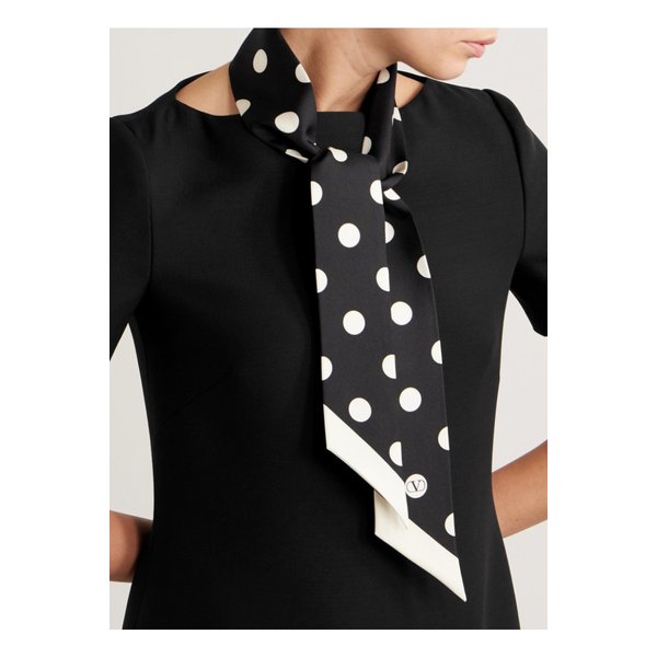 플루스드푸아 폴카 도트 실크 트윌 스카프 블랙 46376663162909914