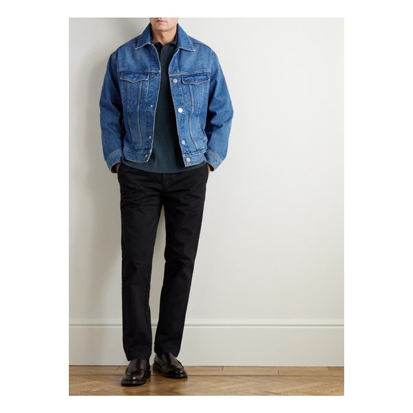 골지 스트레치 코튼 메리노 울 혼방 폴로 셔츠 블루 1647597343232231