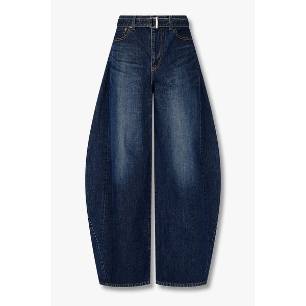 여성 커브드 와이드 데님 팬츠_다크 블루 6416110103000