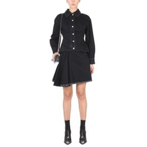 알렉산더 맥퀸 Womens Skirt ASYMMETRICAL MINI SKIRT BLACK 720056_QMAB51000