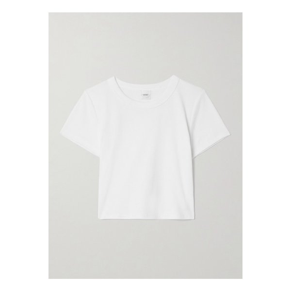 리셋 켈리 크롭 리브 스트레치 코튼 저지 티셔츠 1647597333853476