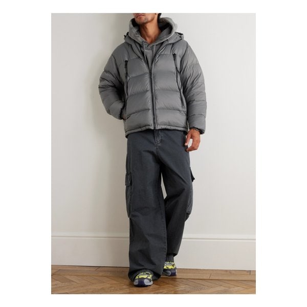 프리즘웍스 알타비아 퀼팅 나일론 후드 다운 재킷 그레이 46376663162897617