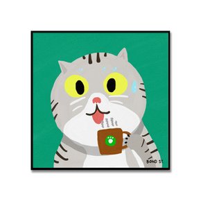 [무케] 엘디프_진정한 커피매니아라면 뜨죽따라는 고양이 30x30원목액자 - Bond St.