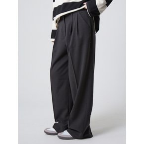 투턱 와이드 슬랙스 차콜_Two Tuck Wide Slacks Charcoal