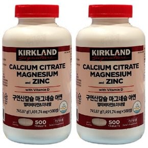 // 커클랜드 구연산칼슘 마그네슘 아연 500정 X 2병