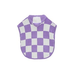 Checker Hooded Cape Towel Pancho_purple