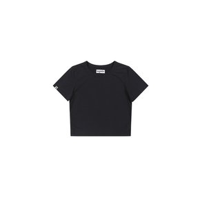 Stitch detail cropped t-shirt (Black)