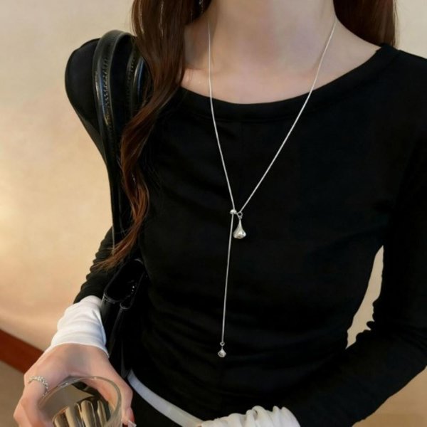[옷자락] 여성 일상용 세련된 심플 물방울 드롭 네크리스
